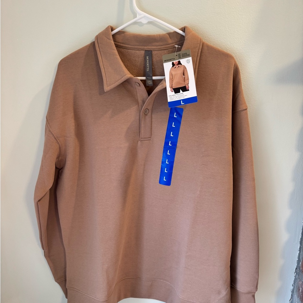 Mondetta Brown Collared Pullover